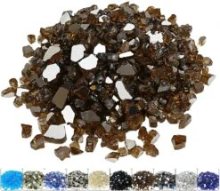 1/2'' Patio Heaters Copper Fire Glass Reflective Tempered Fire Rocks For Fire Pits, Fireplace And Fire Bowl