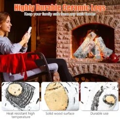 6Pcs Gas Fireplace Ceramic Fiber Fake Wood Logs Set For Gas Fireplace, Indoor Inserts, Outdoor Firebowl, Fire Pits, Vented, Linear Fire Pits -Cheap Grill Store 81akhXicP4L. AC SL1500