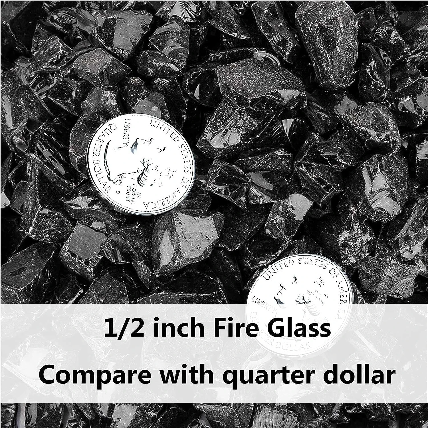 10 Pounds 1/2 Inch Onyx Black Tempered Fire Glass Rocks For Fire Pit For Natural Or Propane Fireplace, Safe For Outdoors And Indoors Decoration 4 10 Pounds 1/2 Inch Onyx Black Tempered Fire Glass Rocks For Fire Pit For Natural Or Propane Fireplace, Safe For Outdoors And Indoors Decoration - Image 2