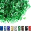 10 Pounds 1/2'' Emerald Green Tempered Fire Glass Rocks For Fire Pit For Gas Fireplace, Safe For Outdoors And Indoors Decoration