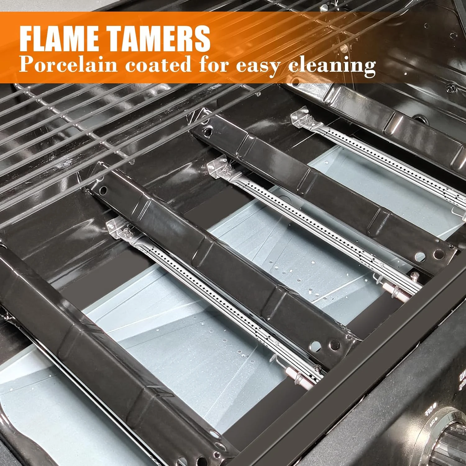 Grill Parts Kit For RevoAce GBC1748WS, GBC1748WPF, GBC1768WB, GBC1646WRS Gas Grills, 4 Pack Stainless Steel Burner & Porcelain Steel Heat Plate 6 Grill Parts Kit For RevoAce GBC1748WS, GBC1748WPF, GBC1768WB, GBC1646WRS Gas Grills, 4 Pack Stainless Steel Burner & Porcelain Steel Heat Plate - Image 4