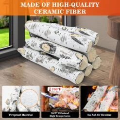 7 Pcs Fake Wood Gas Fireplace Logs, Ceramic White Birch Wood Logs For Gas Fireplace, Firebowl, Vented, Propane, Gel, Ethanol, Electric Fire Pits -Cheap Grill Store 81iMGlz4ZmL. AC SL1500