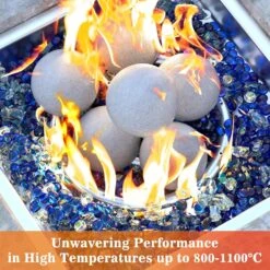 5 Inch Gray Round Ceramic Fire Balls For Fire Pit, Tempered Fire Stones For Natural Or Propane Fireplace, Set Of 6 Reusable Fireballs -Cheap Grill Store 81iSt4Q1 L. AC SL1500