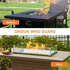 Fire Pit Glass Wind Guard, 18 X 18 X 6 Inch, Heat-Resistant Tempered Glass Guard With Hard Aluminum Corner Bracket And Rubber Feet -Cheap Grill Store 81i e9y T7L. AC SL1500