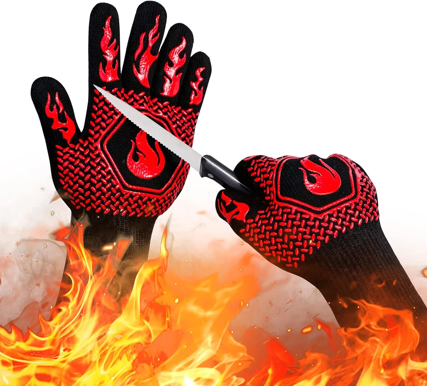 14" BBQ Grill Gloves For All Grills, Smokers, Kitchen Cooking Oven 3 14" BBQ Grill Gloves For All Grills, Smokers, Kitchen Cooking Oven