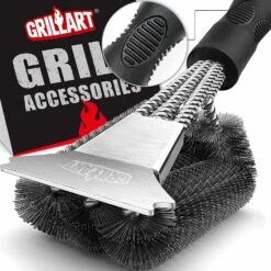 Grill Cleaning Brush And Scraper, Extra Strong BBQ Grill Cleaner Accessories, Safe Wire Bristles 18" Barbecue Brush For Grill Grates