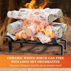 7 Pcs Fake Wood Gas Fireplace Logs, Ceramic White Birch Wood Logs For Gas Fireplace, Firebowl, Vented, Propane, Gel, Ethanol, Electric Fire Pits -Cheap Grill Store 81k4fw ESIL. AC SL1500