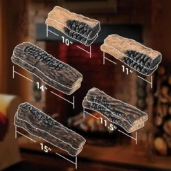10 Pcs Gas Fireplace Decor Logs With 6 Oz Glowing Embers Set, Inserts Rock Wool And Faux Ceramic Logs For Ventless & Vented, Lp & Ng Gas Fire Pits -Cheap Grill Store 81qlgteBSBL. AC SL1500