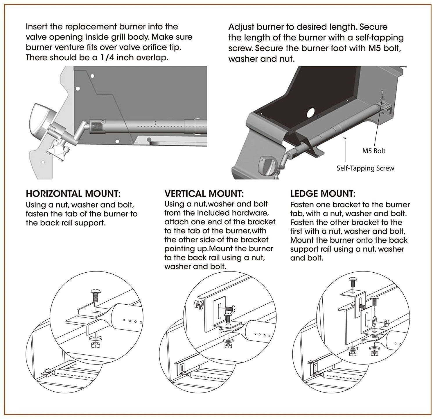 Grill Burner 5 Pack Adjustable From 12 2/10 To 16 1/2'' For Most BBQ Gas Grills 6 Grill Burner 5 Pack Adjustable From 12 2/10 To 16 1/2'' For Most BBQ Gas Grills - Image 4