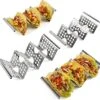 4 Pcs Premium Taco Stand Holders, 2 & 3 Tacos For Each Taco Tray, Taco Rack With Easy-Access Handle, Taco Plate Shells Oven & Grill Safe, BPA Free
