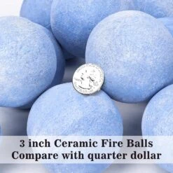 3 Inch Blue Round Ceramic Fire Balls For Fire Pit, Tempered Fire Stones For Natural Or Propane Fireplace, Set Of 15 Reusable Fireballs -Cheap Grill Store 81tH soXejL. AC SL1500