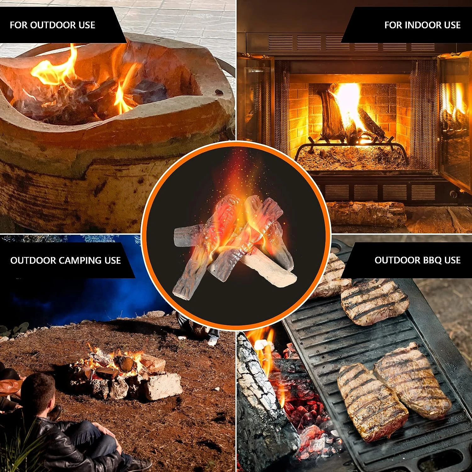 5Pcs Ceramic Wood Fake FireLogs For Indoor Gas Inserts, Ventless & Vented, Propane, Gel, Ethanol, Electric Or Outdoor Fireplaces & Fire Pits 9 5Pcs Ceramic Wood Fake FireLogs For Indoor Gas Inserts, Ventless & Vented, Propane, Gel, Ethanol, Electric Or Outdoor Fireplaces & Fire Pits - Image 7