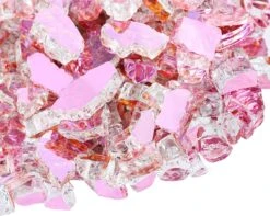 10 Pounds 1/2 Inch Pink Tempered Fire Glass Rocks For Fire Pit For Gas Fireplace, Safe For Outdoors And Indoors Decoration