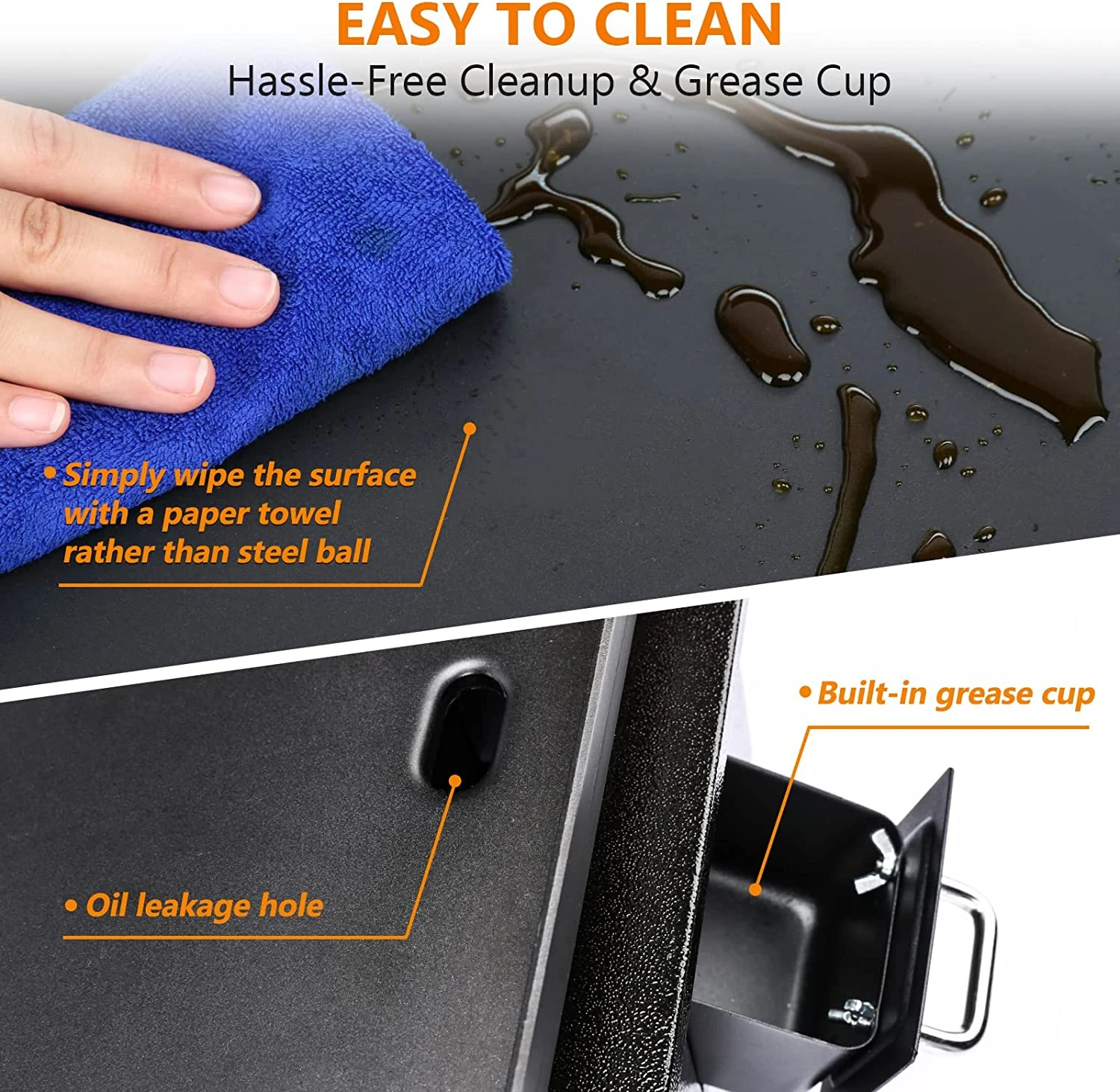 17 Inch Portable Flat Top BBQ Grill Griddle Non-Stick For Outdoor, Tabletop, Countertop, Kitchen, Tailgating Etc, Kit With Grill Cover 7 17 Inch Portable Flat Top BBQ Grill Griddle Non-Stick For Outdoor, Tabletop, Countertop, Kitchen, Tailgating Etc, Kit With Grill Cover - Image 5