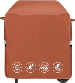 Grill Cover 7113 For Weber Q100, Q120, Q1000, Q1200, Q200, Q220, Q2000, Q2200, Q2400, Q2800N+ Series Gas Grills, 600D BBQ Gas Grill Cover, Brown