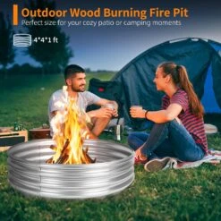 48 Inch Campfire Ring, Galvanized Fire Pit Ring For Outside Wood-Burning Fire Pit, Heavy Duty Steel FirePit In-Ground For Backyard, Camping -Cheap Grill Store 81wum3rt3OL. AC SL1500
