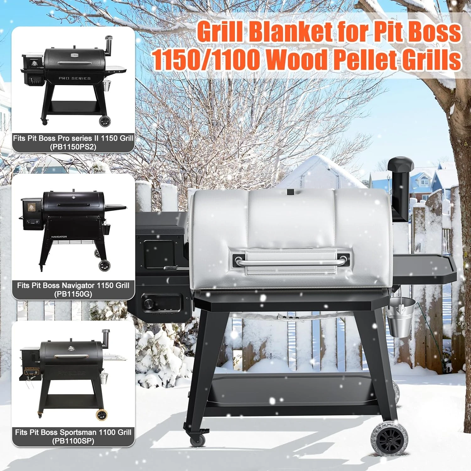Thermal Insulated Blanket Winter Cover Fits Pit Boss Navigator, Pro Series PB1150, Sportman 1100 And Pro Series 1600 Series Pellet Smoker BBQ Grills 4 Thermal Insulated Blanket Winter Cover Fits Pit Boss Navigator, Pro Series PB1150, Sportman 1100 And Pro Series 1600 Series Pellet Smoker BBQ Grills - Image 2