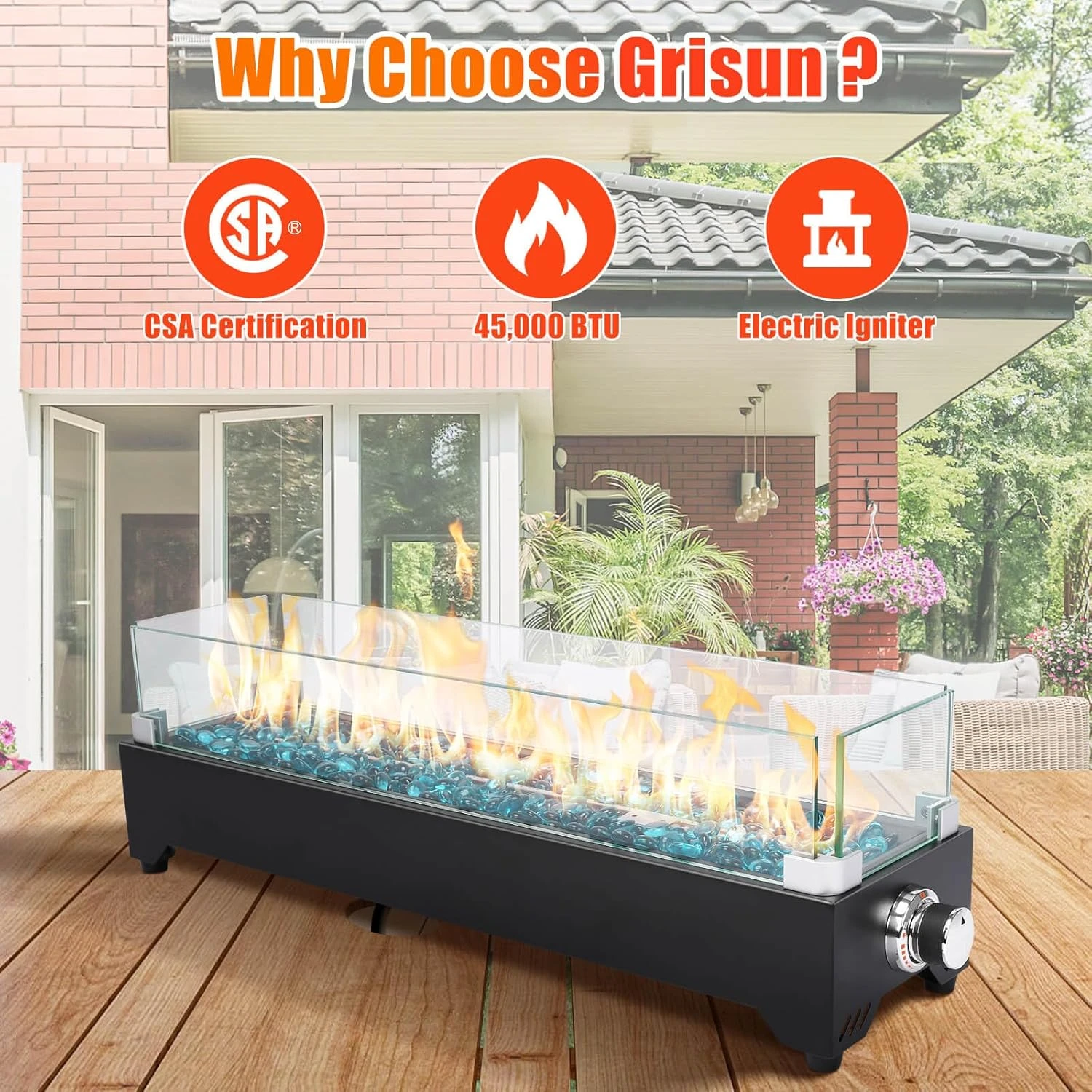 28 Inch Tabletop Propane Fire Pit, 40000 BTU, Stainless Steel Outdoor Portable Fire Pit With Cover And Windscreen 9 28 Inch Tabletop Propane Fire Pit, 40000 BTU, Stainless Steel Outdoor Portable Fire Pit With Cover And Windscreen - Image 7