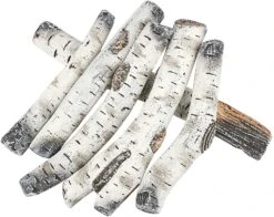 Gas Fireplace Logs, Ventless Ceramic Logs For Gas Fire Pits, 6 PCS White Birch Wood Set, Electric, Propane Gas Fireplace Decorative Inserts
