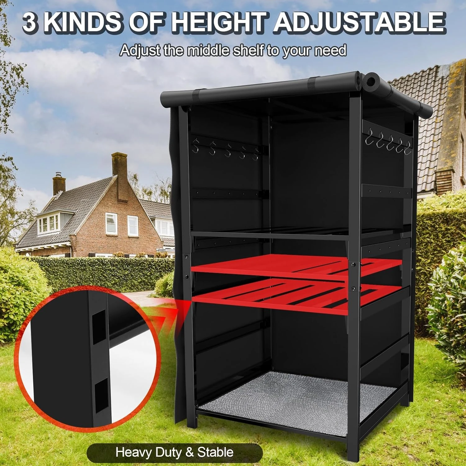 53-Inch Storage Cabinet Station For Solo Stove Yukon/Bonfire/Ranger And Other Fire Pit Accessories, With Adjustable Firewood Storage Racks & Cover 6 53-Inch Storage Cabinet Station For Solo Stove Yukon/Bonfire/Ranger And Other Fire Pit Accessories, With Adjustable Firewood Storage Racks & Cover - Image 4