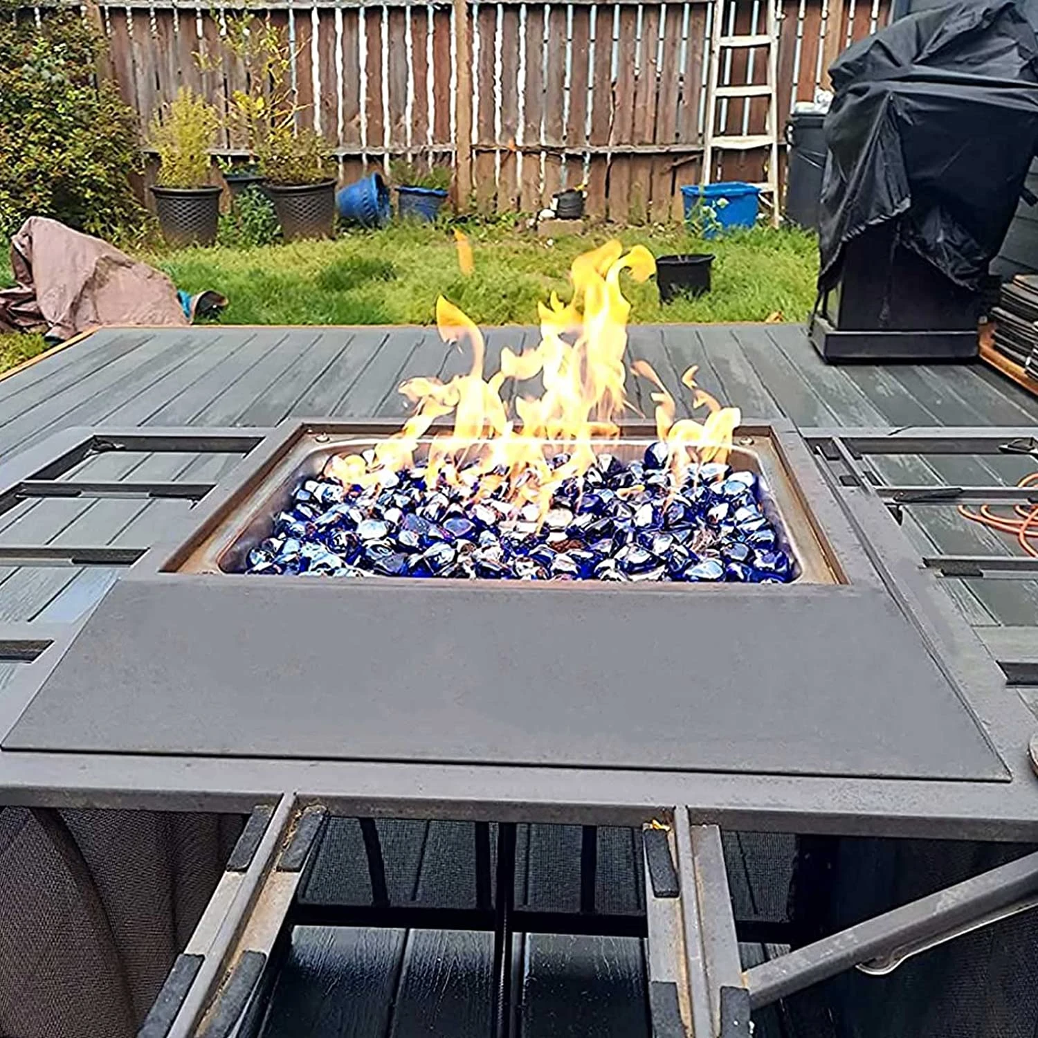 1'' High Luster Reflective Tempered Cobalt Blue Fire Glass Diamonds Rock For Fire Pit, Fireplace, 10 LBS Kit 8 1'' High Luster Reflective Tempered Cobalt Blue Fire Glass Diamonds Rock For Fire Pit, Fireplace, 10 LBS Kit - Image 7
