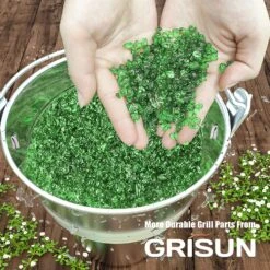 Emerald Green Fire Glass Reflective Tempered Pebbles Gravel Marbles For Crafts Resin Art, Garden Decoration, Fireplace, 2 Pounds Jar 3-6mm -Cheap Grill Store 91AuBfshQ8L. AC SL1500