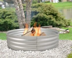 24 Inch Galvanized Raised Fire Pit Ring Round Large Metal Raised Firepit Camping Ring -Cheap Grill Store 91DxKwM nsL. AC SL1500