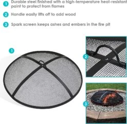 40 Inch Dia Round Fire Pit Top Spark Screen Metal Mesh Lid Cover With Ring Handle For Indoor & Outdoor Backyard Patio Accessories -Cheap Grill Store 91Sqbqzj3hL. AC SL1500