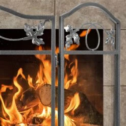 3 Panel 50x29 Inch Pewter Free Standing Fireplace Screen Foldable Wrought Iron Fireguards Cover For Wood Burning Fireplace -Cheap Grill Store 91VrC7rVjuL. AC SL1500
