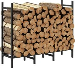4FT Outdoor Indoor Firewood Rack Holder For Fireplace Wood Storage Adjustable Stacker Stand Heavy Duty Fire Logs Stand Stacker Holder