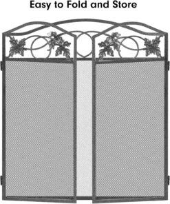 3 Panel 50x29 Inch Pewter Free Standing Fireplace Screen Foldable Wrought Iron Fireguards Cover For Wood Burning Fireplace -Cheap Grill Store 91qyg08p2pL. AC SL1500