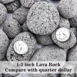 10 Pounds 1-3'' Grey Tumbled Lava Rock Stones Pebbles For Fit Pit, Safe Natural Tempered Rock For Fireplace, Landscaping, Potted Plants -Cheap Grill Store 91vHjvScemL. AC SL1500