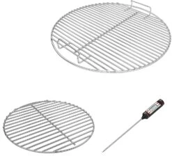 BBQ Grates Kit Fits 18.5'' Weber Kettle Grills, 7432 + 7440 Grate + Thermometer Kit
