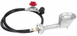 High Pressure Cast-Iron Round Burner Head With Brass Fitting O, Burner Head + Regulator & Hose