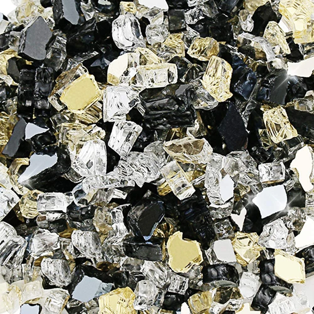 1/2'' Patio Heaters Black Gold And White Fire Glass Reflective Tempered Fire Rocks For Fire Pits, Fireplace And Fire Bowl 5 1/2'' Patio Heaters Black Gold And White Fire Glass Reflective Tempered Fire Rocks For Fire Pits, Fireplace And Fire Bowl - Image 3