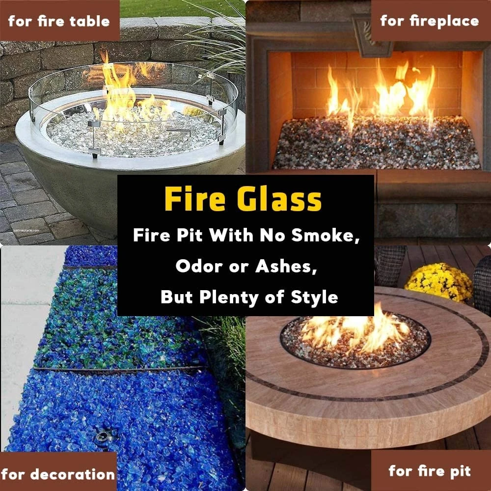 1/2'' Patio Heaters Black Gold And White Fire Glass Reflective Tempered Fire Rocks For Fire Pits, Fireplace And Fire Bowl 9 1/2'' Patio Heaters Black Gold And White Fire Glass Reflective Tempered Fire Rocks For Fire Pits, Fireplace And Fire Bowl - Image 7