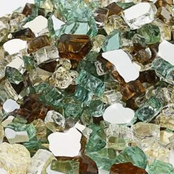 1/2'' Patio Heaters Fire Glass Reflective Tempered Gold Green Copper Fire Rock For Fire Pits, Fireplace And Fire Bowl -Cheap Grill Store B07Z7YSZ6K