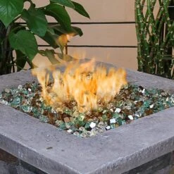 1/2'' Patio Heaters Fire Glass Reflective Tempered Gold Green Copper Fire Rock For Fire Pits, Fireplace And Fire Bowl -Cheap Grill Store B07Z7YSZ6K1