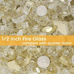 10 LBS 1/2'' Gold Fire Glass Reflective Tempered Fire Rocks For Fire Pits, Fireplace And Fire Bowl -Cheap Grill Store B07Z943CSL1