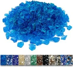 1/2'' Patio Heaters Blue Fire Glass Reflective Tempered Fire Rocks For Fire Pits, Fireplace And Fire Bowl