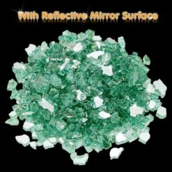 1/2'' Patio Heaters Evergreen Fire Glass Reflective Tempered Fire Rocks For Fire Pits, Fireplace And Fire Bowl -Cheap Grill Store B07Z94Y8K42