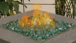 1/2'' Patio Heaters Evergreen Fire Glass Reflective Tempered Fire Rocks For Fire Pits, Fireplace And Fire Bowl -Cheap Grill Store B07Z94Y8K43