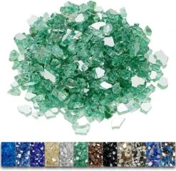 1/2'' Patio Heaters Evergreen Fire Glass Reflective Tempered Fire Rocks For Fire Pits, Fireplace And Fire Bowl