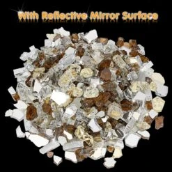 10 LBS 1/2'' Fire Glass White Gold Copper Reflective Tempered Fire Rocks For Fire Pits, Fireplace And Fire Bowl -Cheap Grill Store B07Z957GKK1
