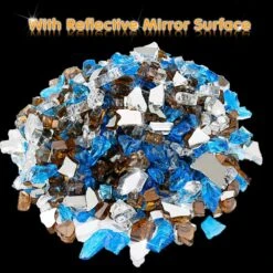 10 LBS 1/2'' Fire Glass White Blue Copper Reflective Tempered Fire Rocks For Fire Pits, Fireplace, And Fire Bowl -Cheap Grill Store B07Z95JYXQ1