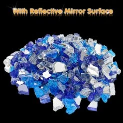 1/2'' Patio Heaters White Blue Fire Glass Reflective Tempered Fire Rocks For Fire Pits, Fireplace And Fire Bowl -Cheap Grill Store B07Z95PBLT1