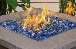 1/2'' Patio Heaters White Blue Fire Glass Reflective Tempered Fire Rocks For Fire Pits, Fireplace And Fire Bowl -Cheap Grill Store B07Z95PBLT3