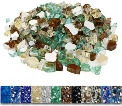 1/2'' Patio Heaters Fire Glass Reflective Tempered Gold Green Copper Fire Rock For Fire Pits, Fireplace And Fire Bowl