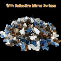 Reflective Tempered Fire Glass For Fire Pits, Fireplace, White Copper Blue, 1/2'' -Cheap Grill Store B083SBKZ8W1