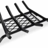 15.5" Fireplace Grate With Ember Retainer, Cast Iron Chimney Hearth Wood Stove Burning Rack Holder, 1/2” Bar For Fire Pits, Camping